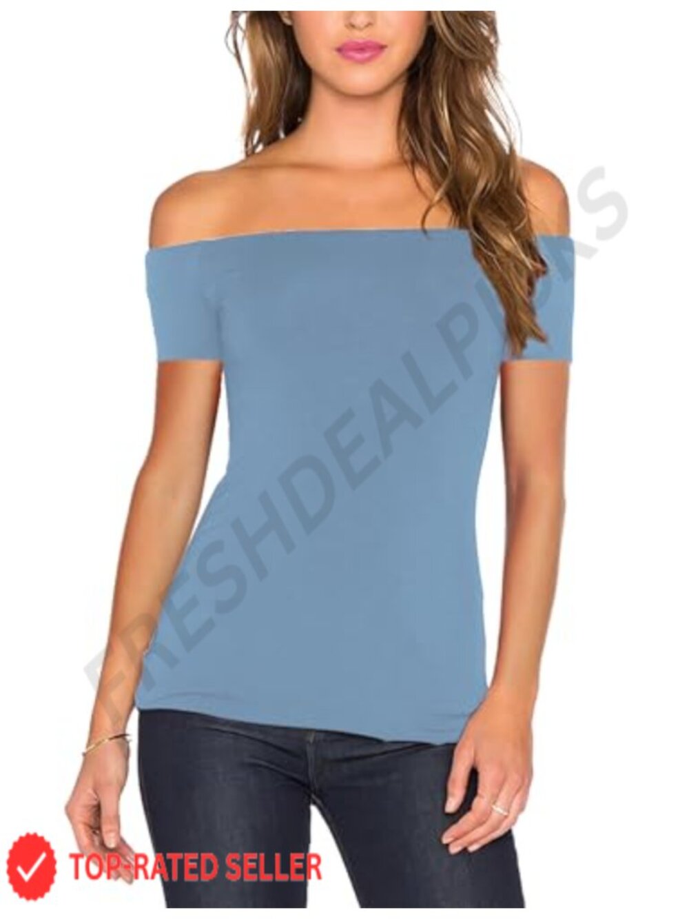 Women's Off Shoulder Slim Fit Stretchy Long Sleeve Blouse Top